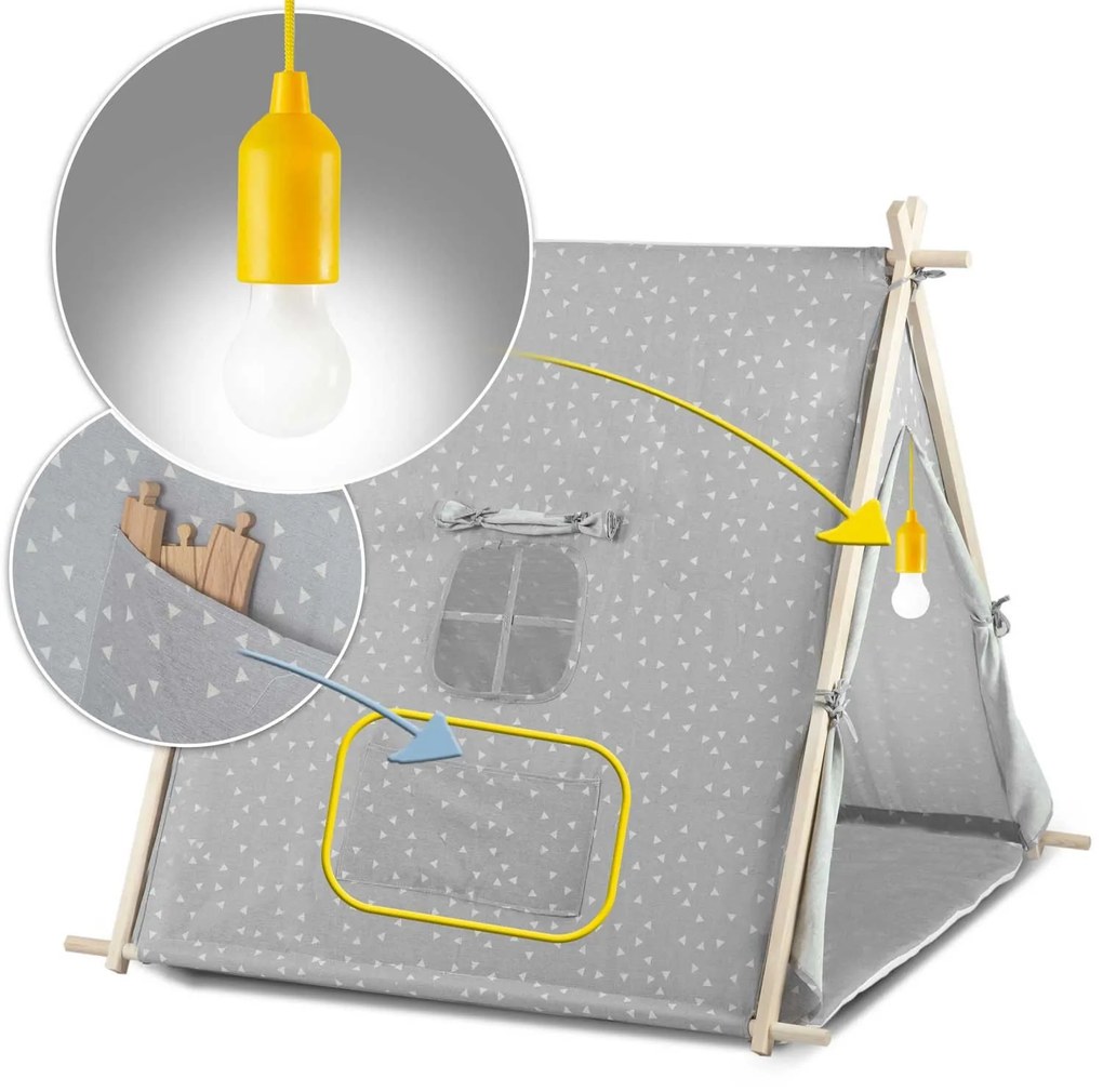 Stan pre deti s lampou Nukido 740521 - šedý