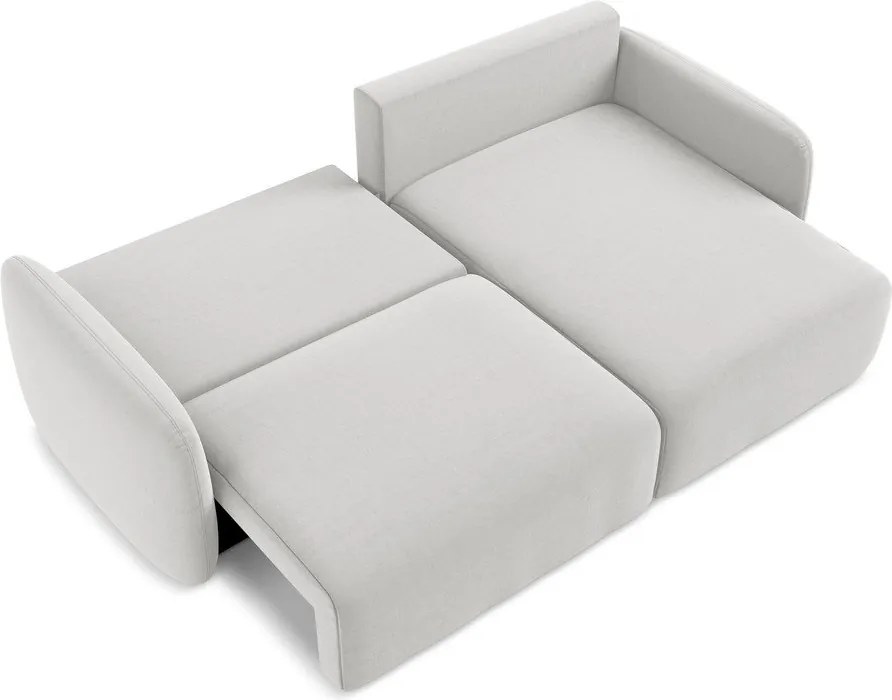 Svetlosivá zamatová rozkladacia/s úložným priestorom rohová pohovka (pravý roh/s leňoškou) Kalena – Makamii