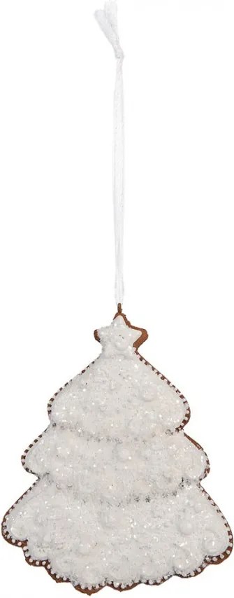 Závesná dekorácia zasnežený perníkový stromček Frosted Ginger - 9*1*10 cm