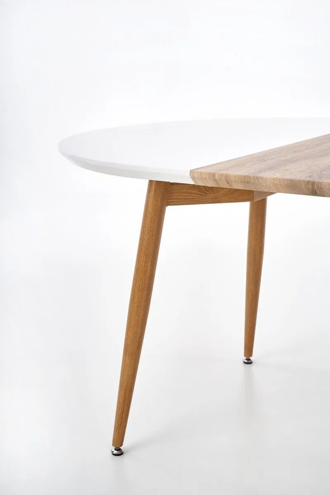 Oválny rozkladací jedálenský stôl Edward 120/200 cm biely/medový dub