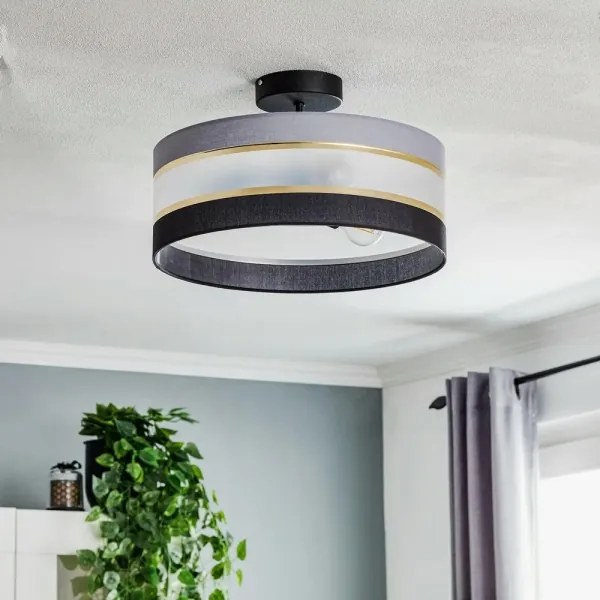 Luster na tyči HELEN 3xE27/15W/230V čierna/šedá/zlatá