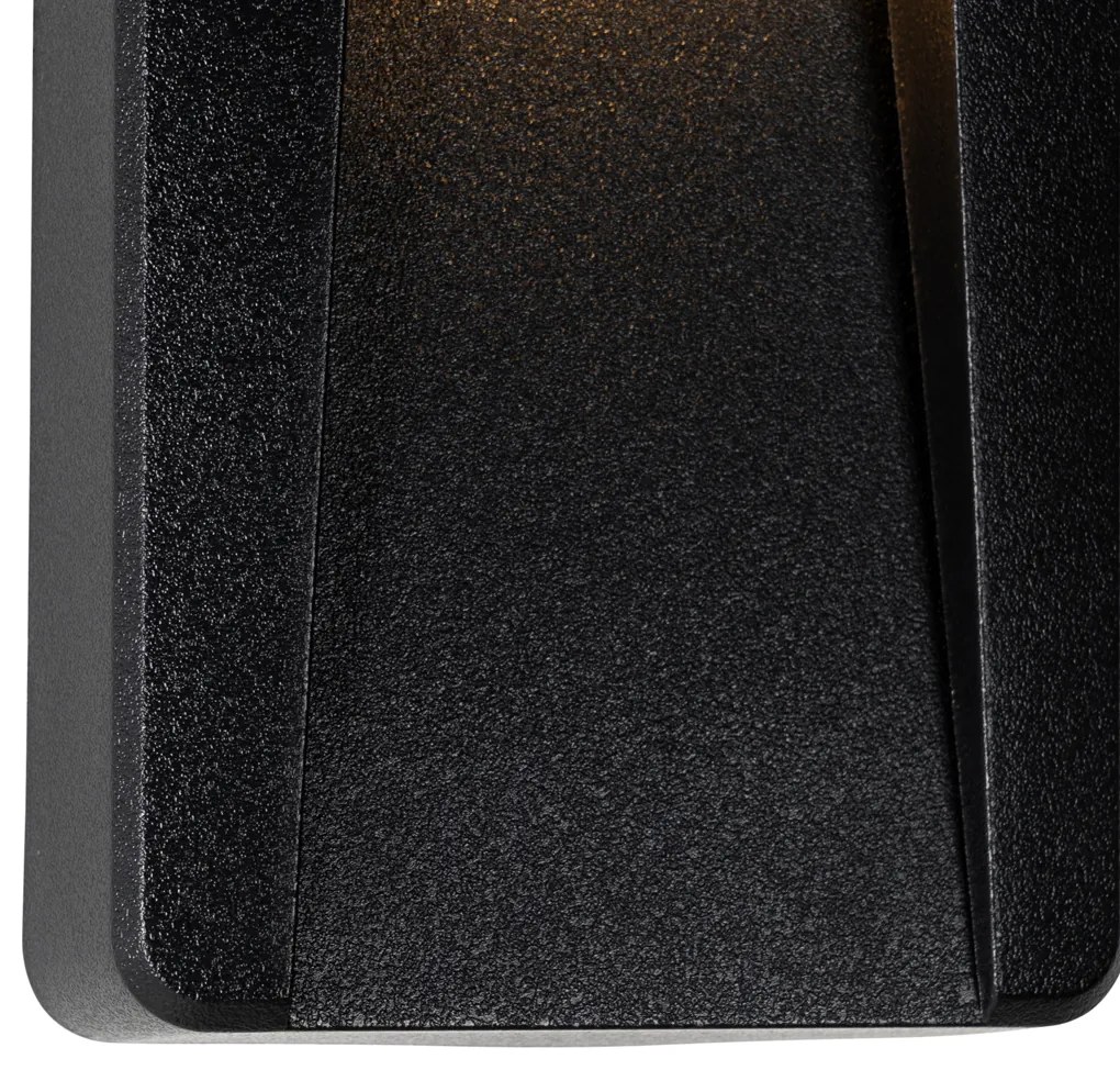 Sada 2 čiernych obdĺžnikových vonkajších nástenných svietidiel vrátane LED IP65 - Gem