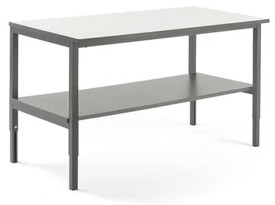 Dielenský stôl CARGO, so spodnou policou, 1600x750 mm, biela / šedá