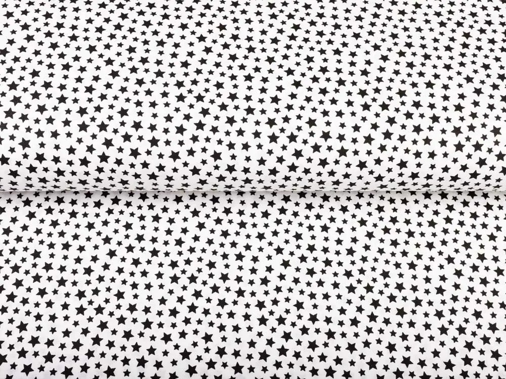 Biante Detské bavlnené posteľné obliečky do postieľky Sandra SA-310 Čierne hviezdičky na bielom Do postieľky 100x135 a 40x60 cm