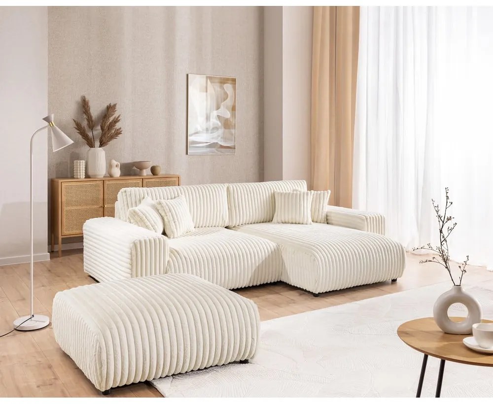 Krémová menčestrová podnožka Justin – Ropez