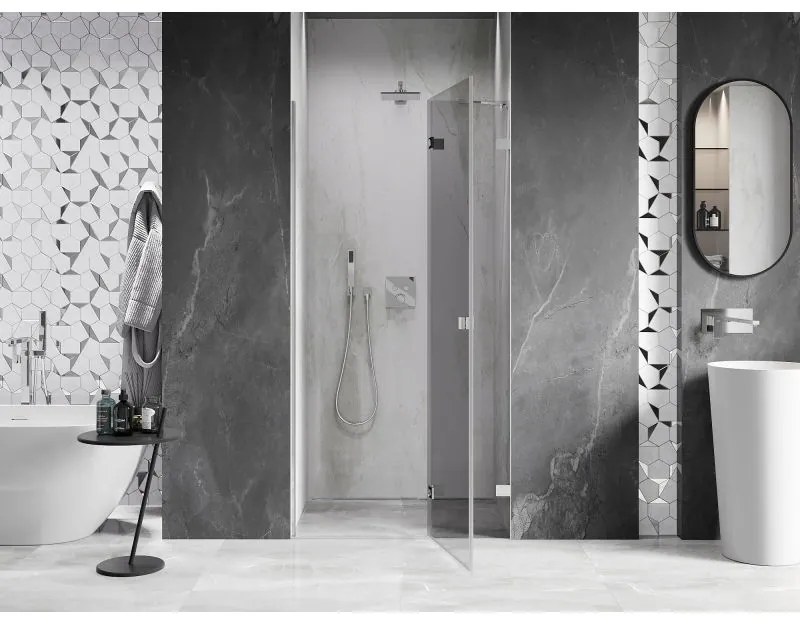 Mexen, Mexen Lunar pravé otočné sprchové dvere 120 cm, transparentné, chróm - 834-120-000-01-00-P