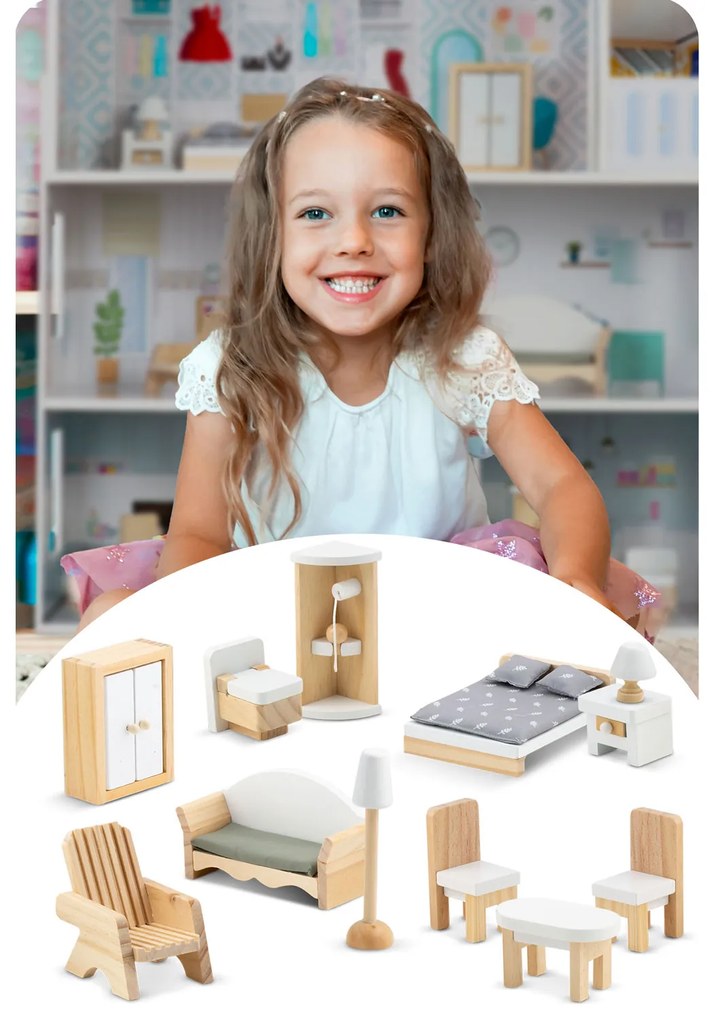 Veľký drevený domček pre bábiky 3-poschodový Ricokids RK-878 787801