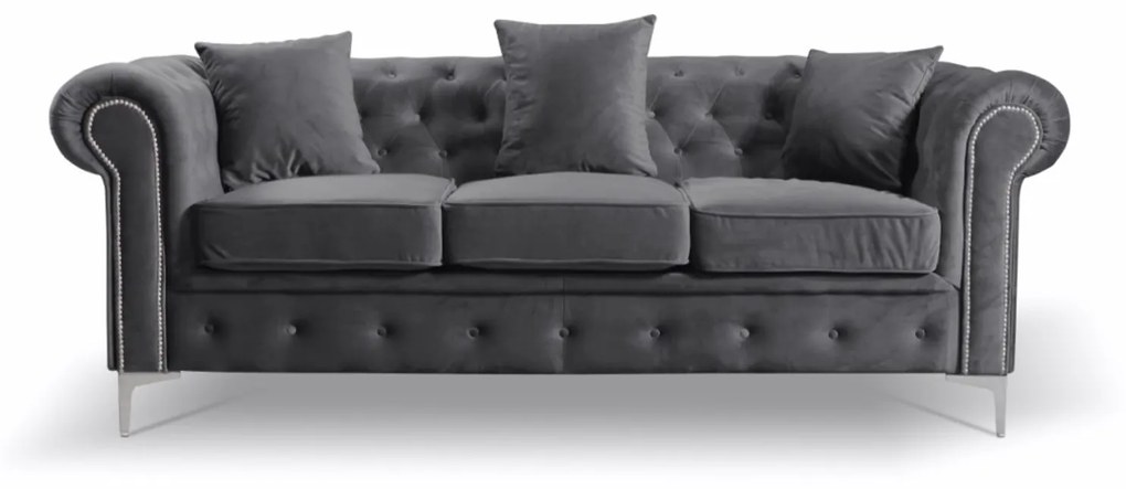 Pohovka Roma Chesterfield III Svetlosivá