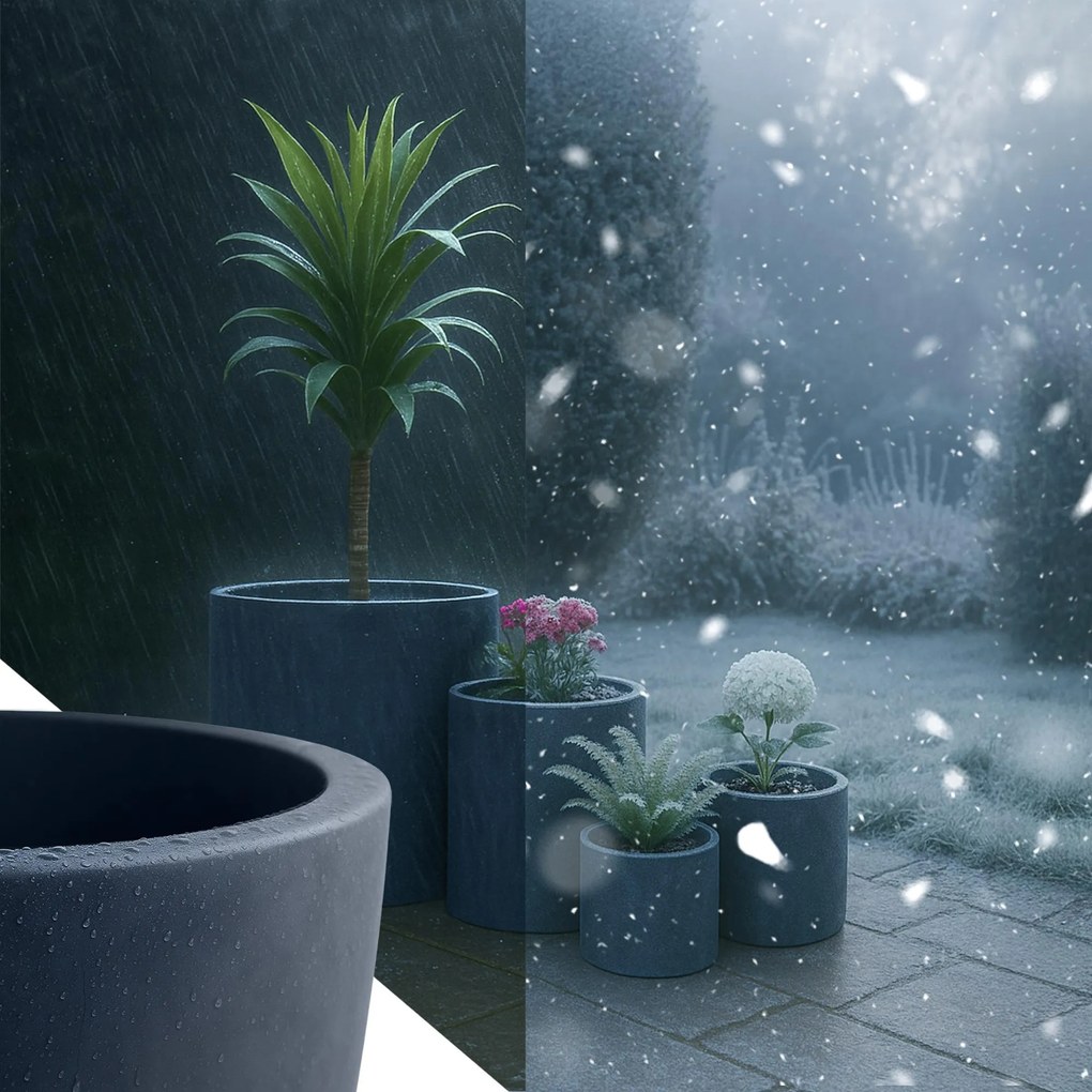 Sada 4 ks kvetináčov 1 round - antracitová