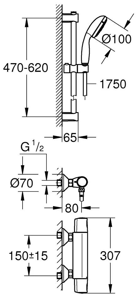 GROHE Precision Trend - Termostatická sprchová batéria so sprchovou súpravou, chróm 34237002