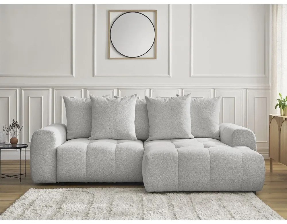 Svetlosivá ženilková rozkladacia/s úložným priestorom rohová pohovka (pravý roh/s leňoškou) Roxelane – Bobochic Paris