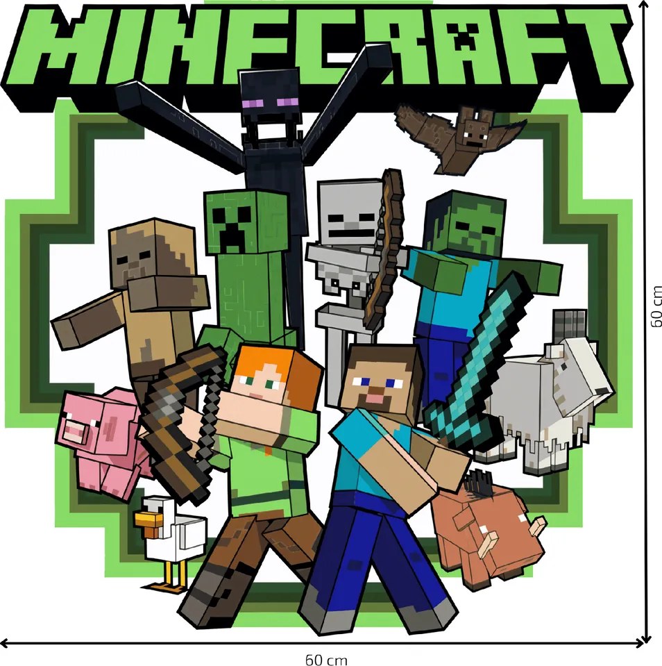 Minecraft 2 - textilná nálepka na stenu