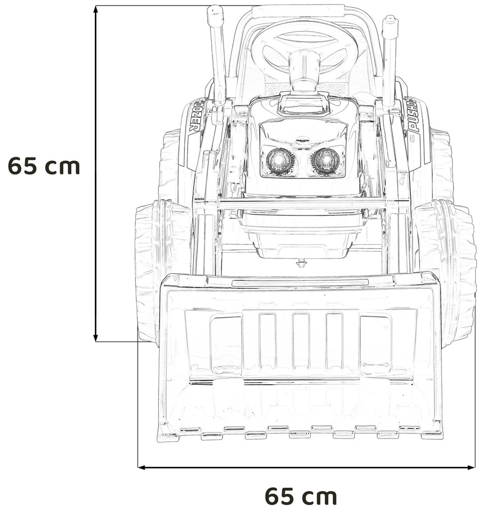 Batériový bager-traktor pre deti žltý + pohyblivé rameno lyžice + diaľkové ovládanie + pomalý štart + FM rádio + LED