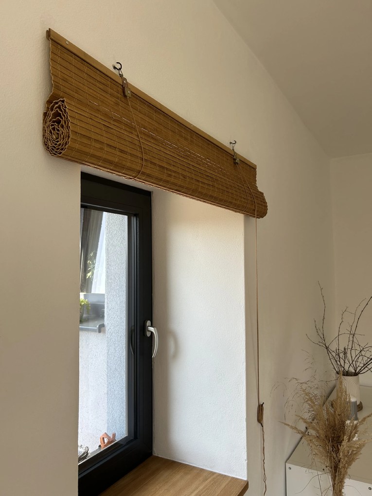 Bambusová zatemňovacia roleta - svetlohnedá (orech) Šírka rolety: 120 cm, Rozvin rolety: 200 cm