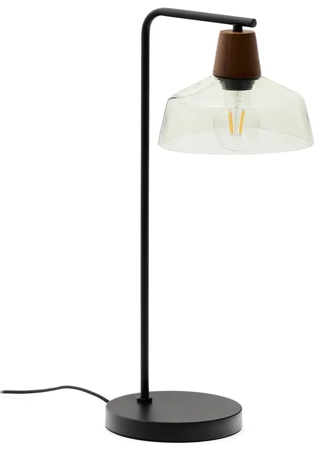 Zelená/v tmavoprírodnej farbe stolová lampa so skleneným tienidlom (výška 55 cm) Silex – Kave Home