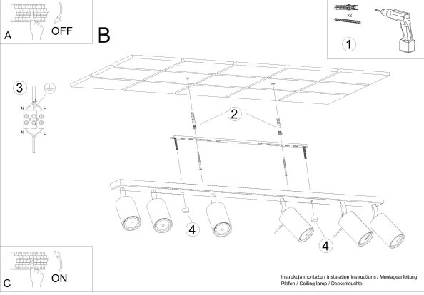 Sollux SL.0454 - Stropné bodové svietidlo RING 6xGU10/10W/230V