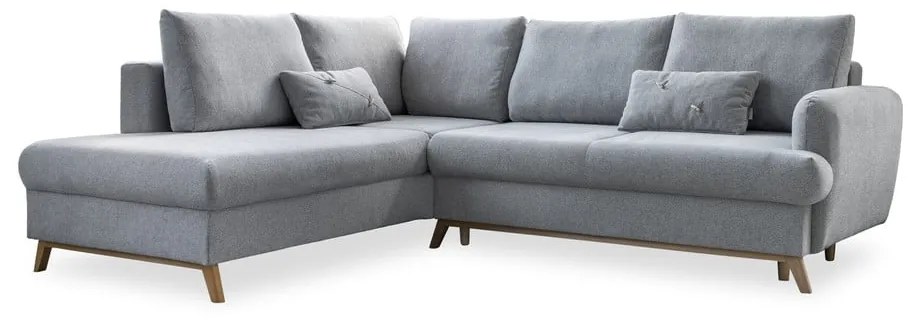 Svetlosivá rozkladacia/s úložným priestorom rohová pohovka (ľavý roh/do L) Scandic Lagom – Miuform