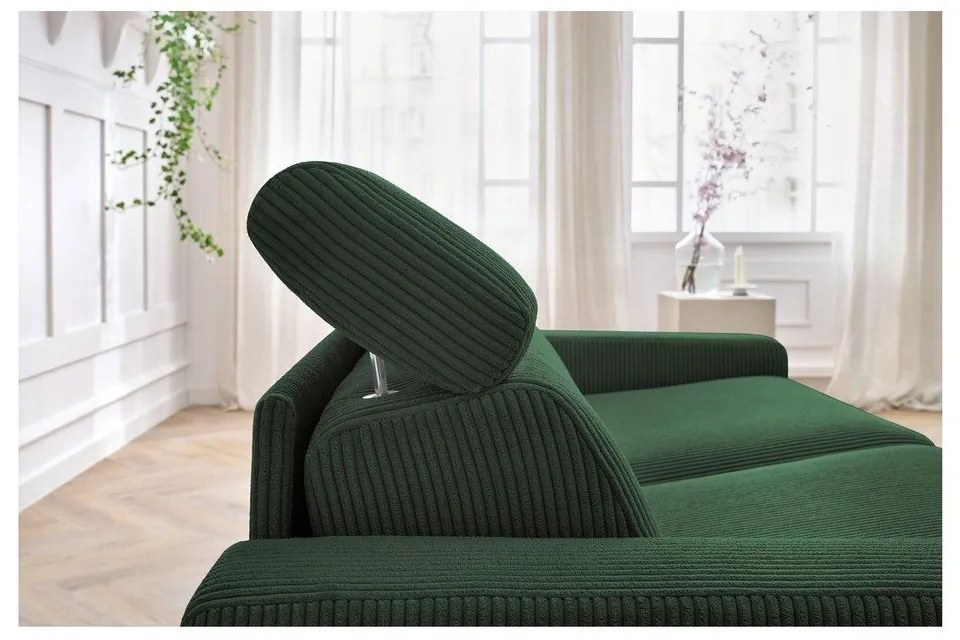 Tmavozelená menčestrová rozkladacia pohovka 195 cm Monaco – Bobochic Paris