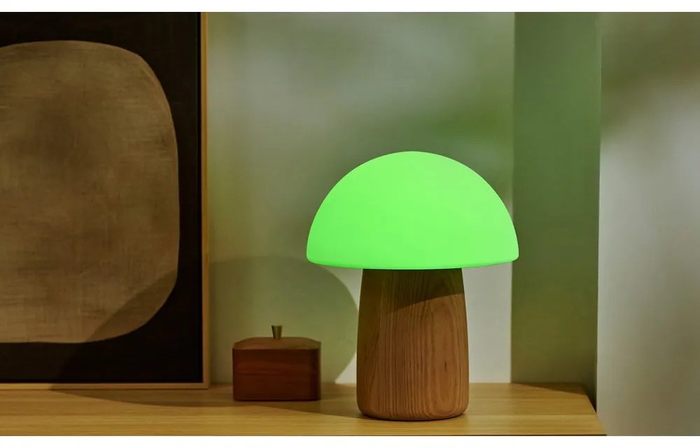 Stmievateľná stolová lampa v prírodnej farbe so skleneným tienidlom (výška 32 cm) Alice - Gingko