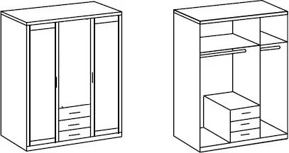 Šatníková skriňa Nadja, 135 cm, biela