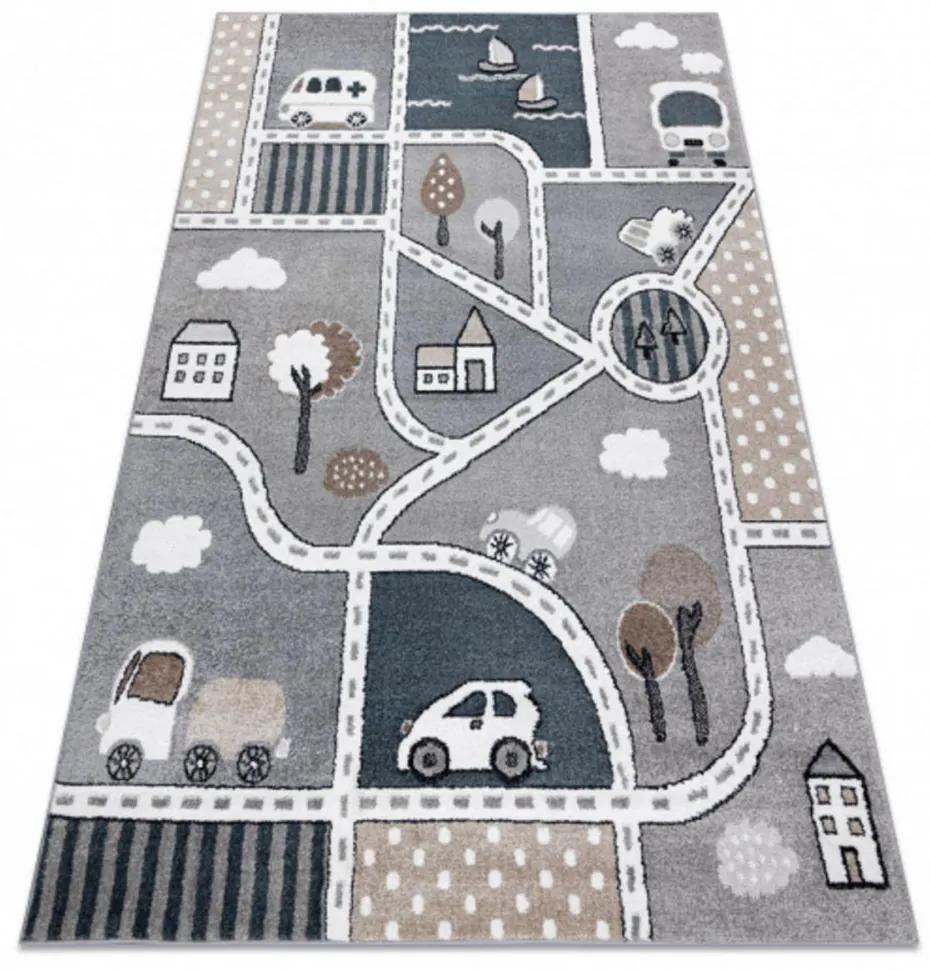 Detský kusový koberec Ulice v meste sivý 240x330cm