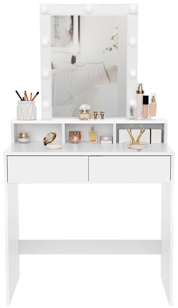 Toaletný stolík VANESA s osvetlením, 80x40x145cm, biela Jurhan