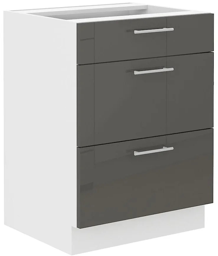 Kuchynská skrinka Lara 60d 3s Bb Mdf Šedá lesk