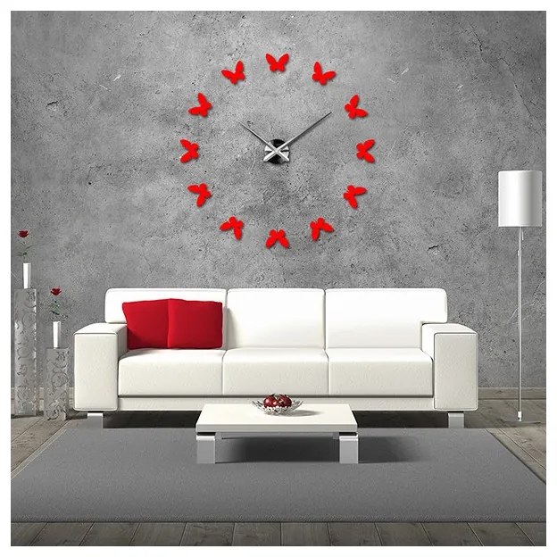 Nástenné hodiny moderne hodiny na stenu luxus hodiny vyrobené z plastu MOTYLOVO 12S001-3D Wall Clock HEU+