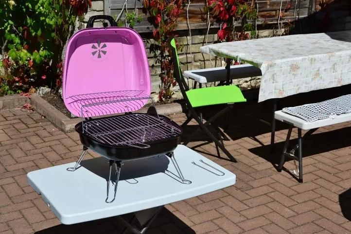 Garthen BBQ 5935 Kufríkový gril na drevené uhlie - ružový