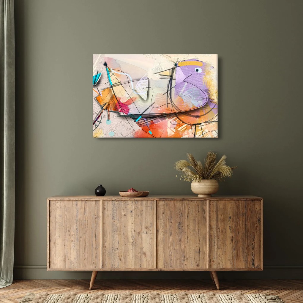 Obraz - Abstrakcia, vtáčik (90x60 cm)