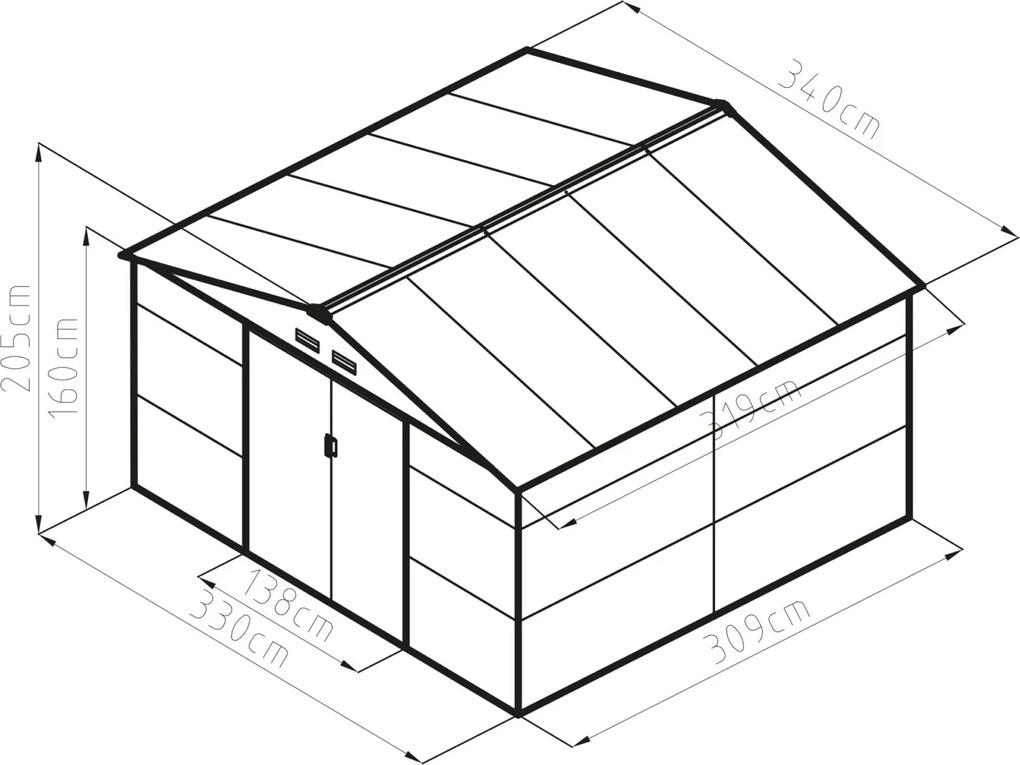 Záhradný domček G21 GAH 1085 - 340 x 319 cm, antracitový