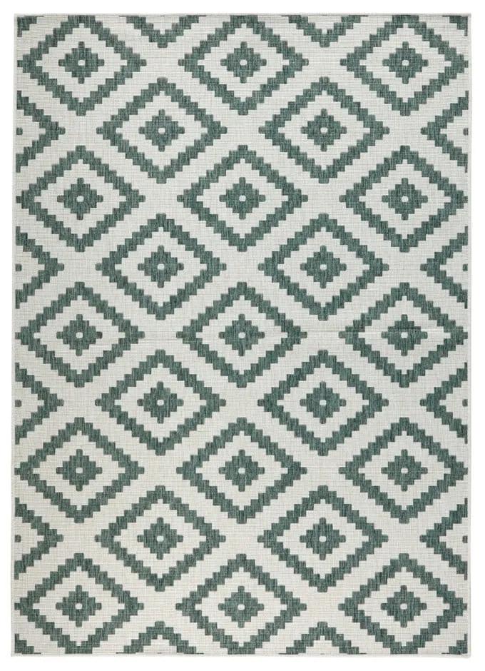 Zeleno-krémový vonkajší koberec NORTHRUGS Malta, 80 x 150 cm
