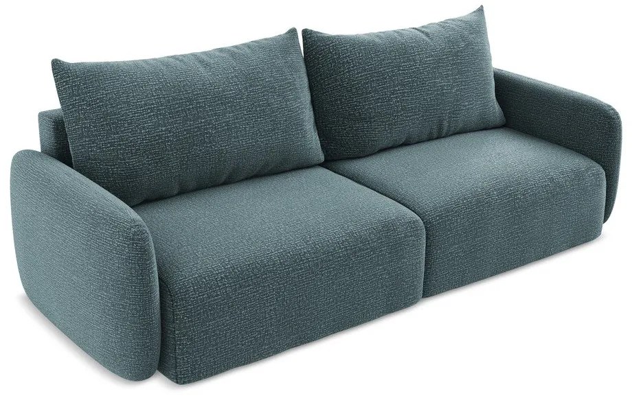 Tyrkysovomodrá rozkladacia/s úložným priestorom pohovka 238 cm Kalena – Makamii
