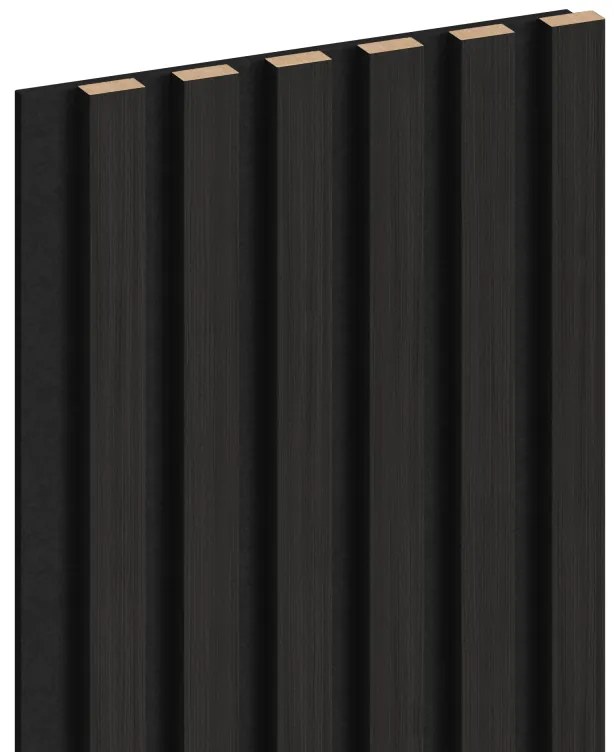 Mexen Lam-F, akustické stenové lamely 275 × 30 cm, plstený podklad 8 mm, technická dyha, eben čierny, S105-275307-3015-023