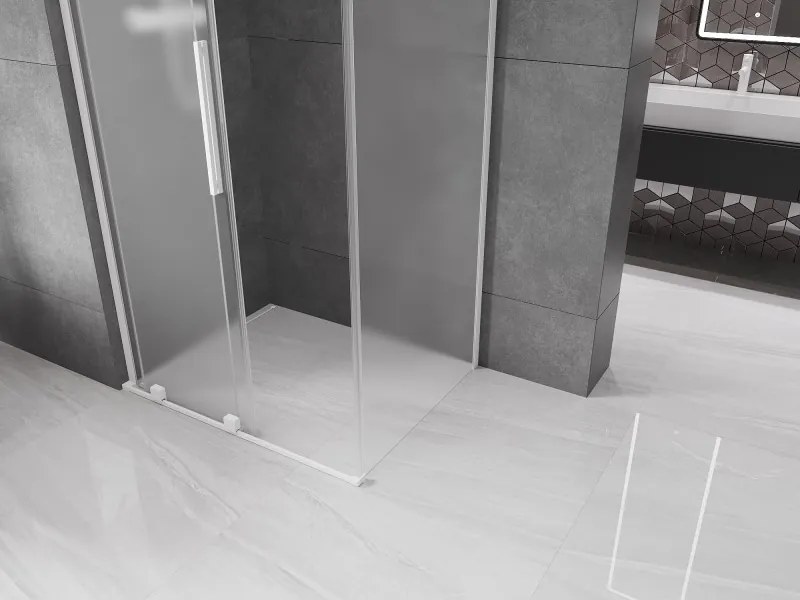 Mexen Velar L, sprchový kút s posuvnými dverami 110 x 90 cm, 8mm sklo námraza, biela matná, 871-110-090-33-20