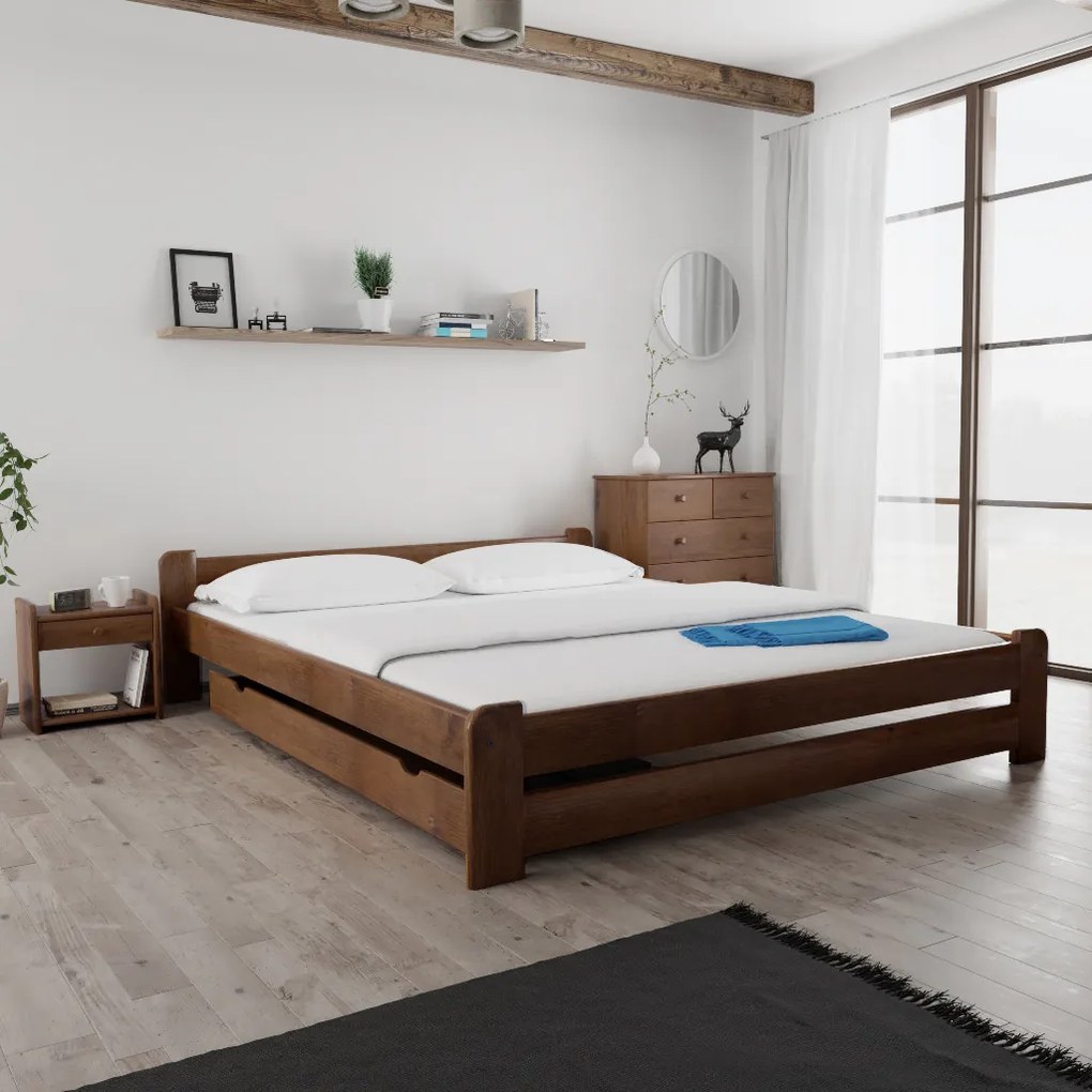 Posteľ Emily 180 x 200 cm, dub Rošt: Bez roštu, Matrac: Matrac Somnia 18 cm