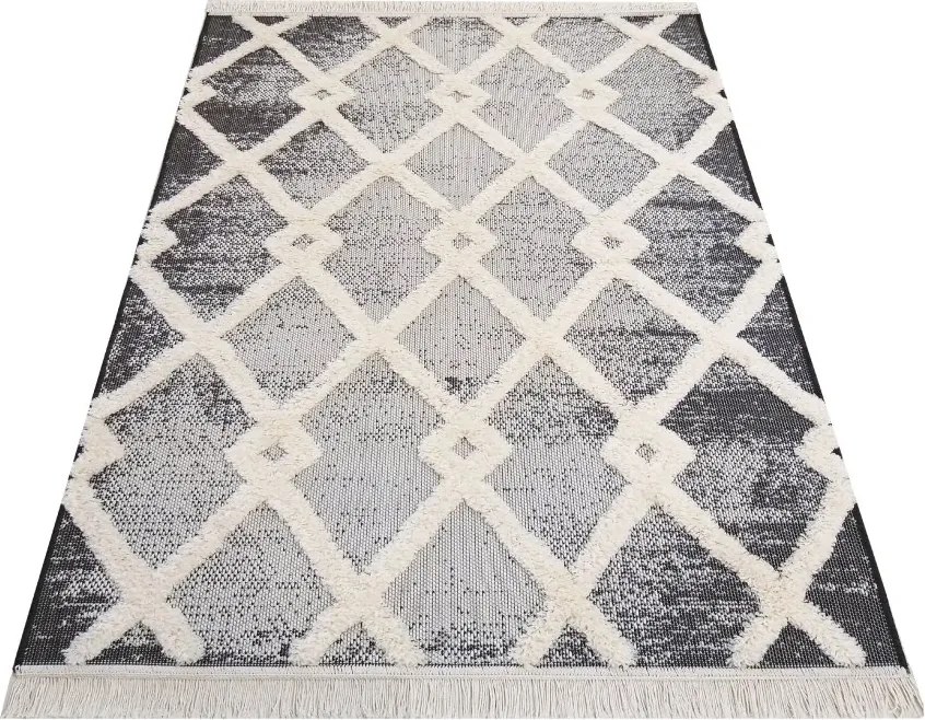 DY Sivý vzorovaný koberec v škandinávskom štýle Deli 02 Rozmer: 160x230 cm