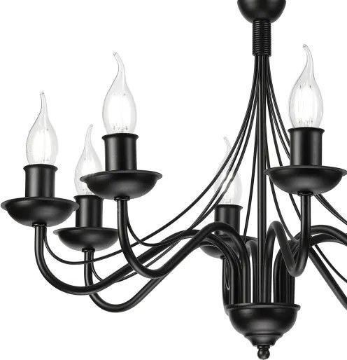 Luster na reťazi ANTON 8xE14/60W/230V čierny
