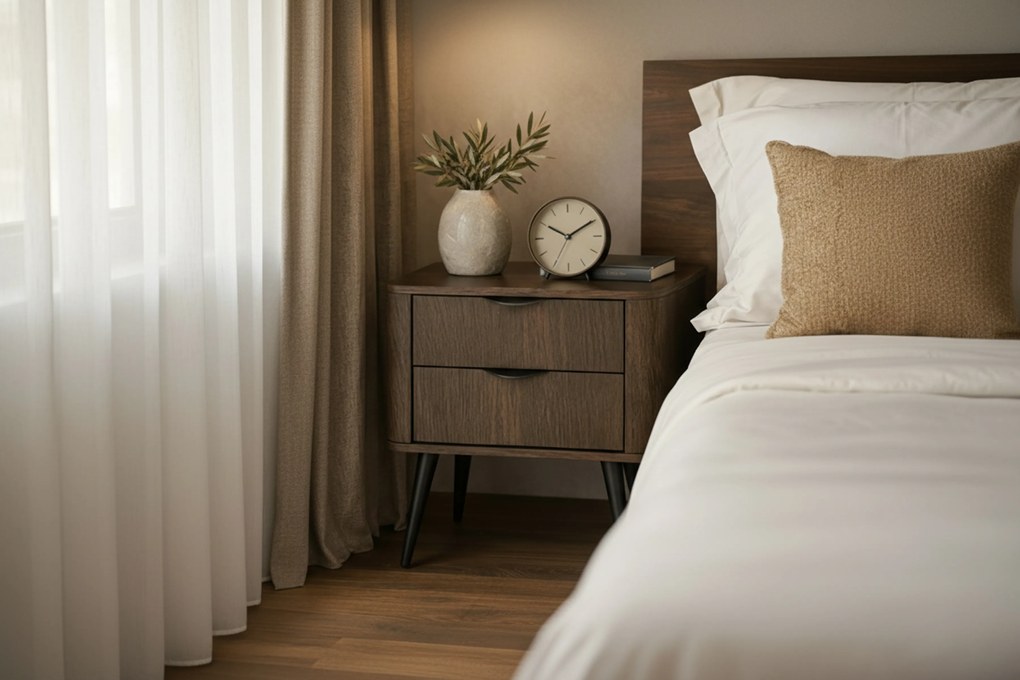 Nočný stolík Edrin 63 cm so zásuvkami - dub dunin / čierna