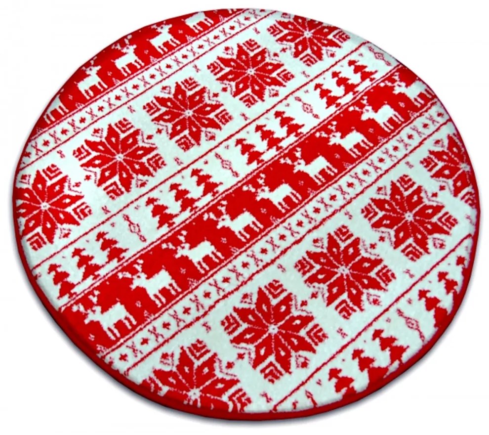Kusový koberec Vianočné motívy červený kruh, Velikosti 80cm