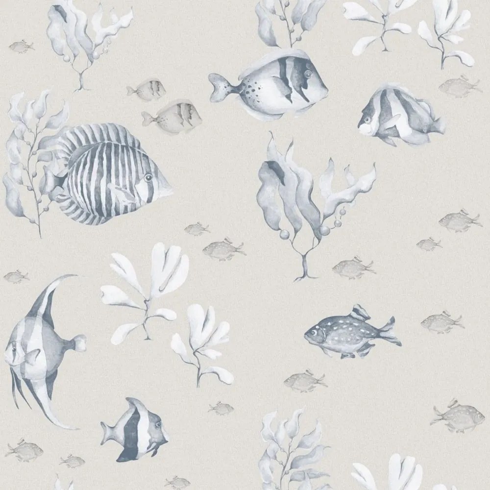 Tapeta čiernobielej rybičky béžová 280x50 cm