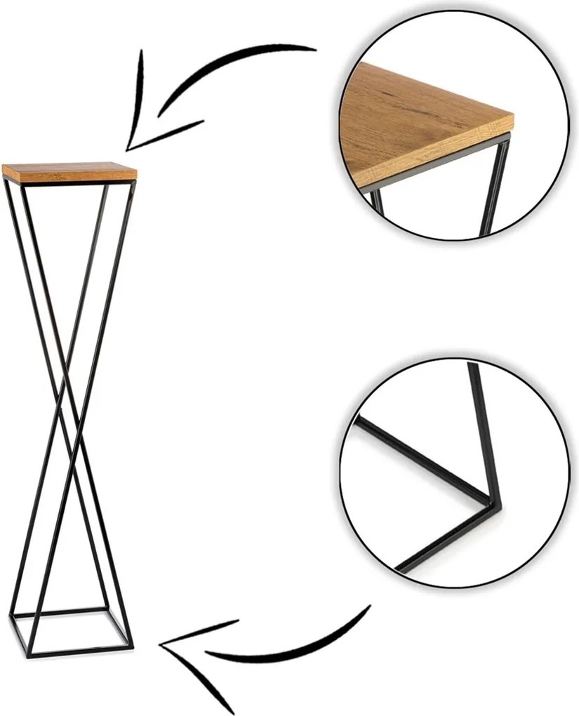 STOJAN NA KVETINÁČ LOFT6 100X24X24 CM ČIERNA/HNEDÁ