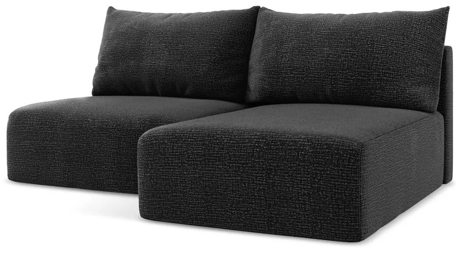 Čierna rozkladacia/s úložným priestorom rohová pohovka (pravý roh) Kalena – Makamii