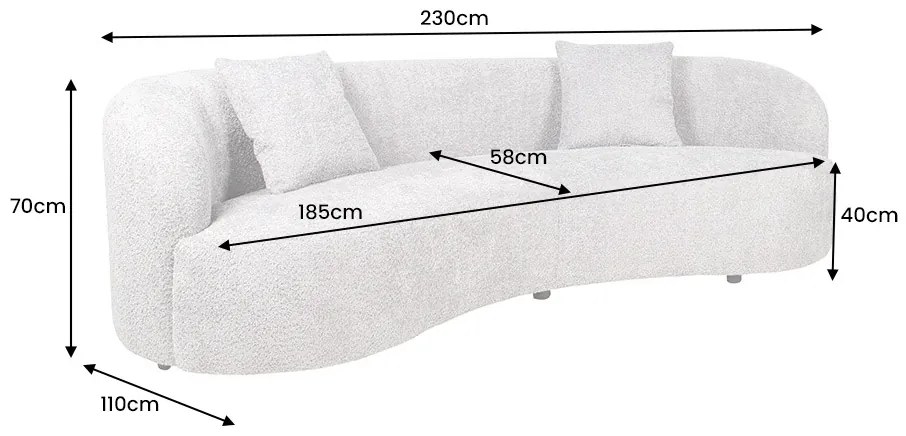 Dizajnová sedačka Pasquale 230 cm béžová