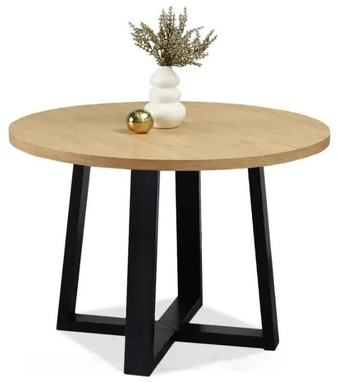 Rozkladací jedálenský stôl EWAN dub + čierne nohy