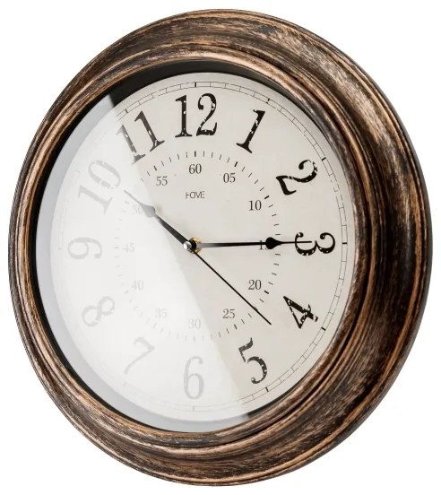 Nástenné hodiny pr. 40 cm 1xAA bronz/biela