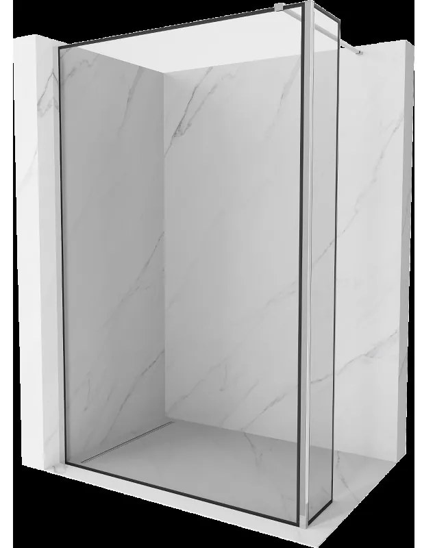 Mexen Kioto sprchová zástena Walk-in 130 x 40 cm, čierny vzor, chróm - 800-130-212-01-70-040