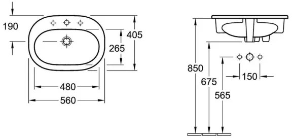 Villeroy & Boch 416156R1 - Zapustené umývadlo O.NOVO 56 x 41 cm keramika/biela