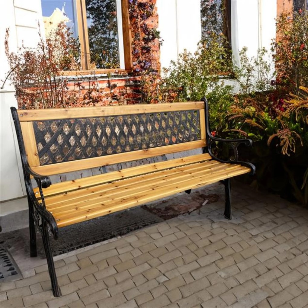 Záhradná lavica MIRT béžová/jedľové drevo