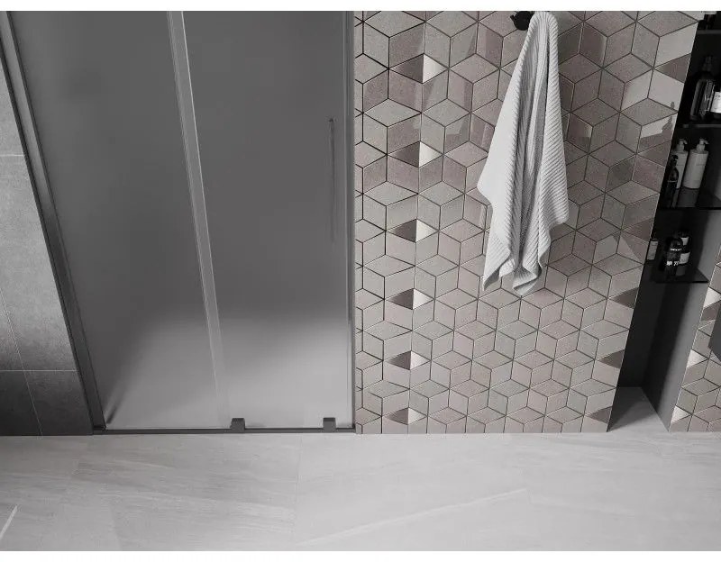 Mexen Velar, posuvné sprchové dvere do otvoru 90 cm, 8mm sklo námraza, grafit brúsený, 871-090-000-31-66